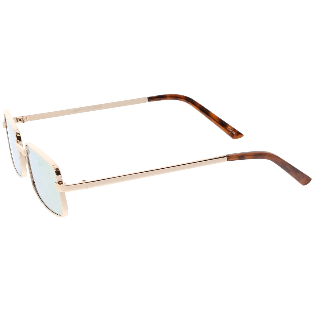 Retro Unisex Small Rectangle Mirrored Flat Lens Sunglasses C597