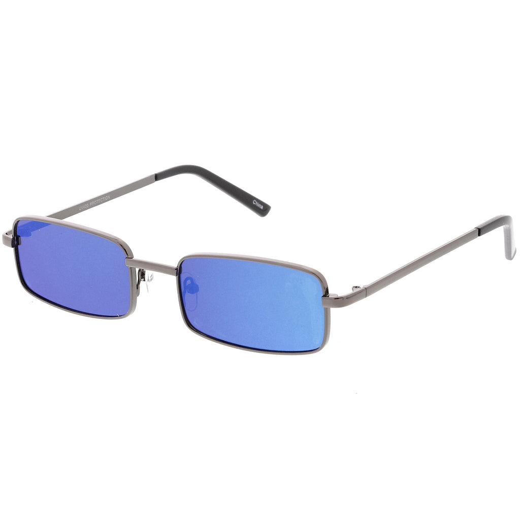 Retro Unisex Small Rectangle Mirrored Flat Lens Sunglasses C597
