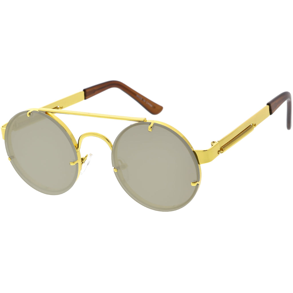 Retro Modern Steampunk Round Spring Temple Sunglasses C957