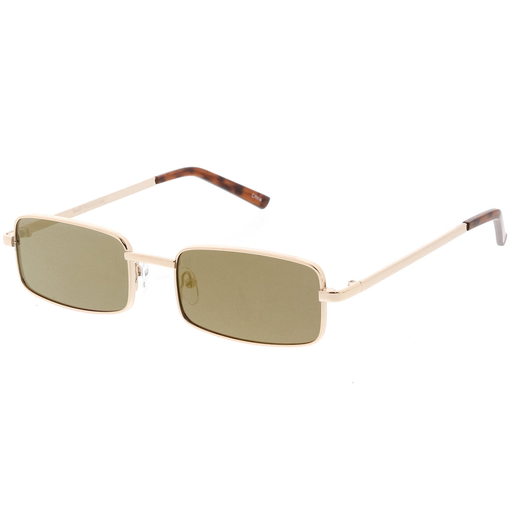 Retro Unisex Small Rectangle Mirrored Flat Lens Sunglasses C597