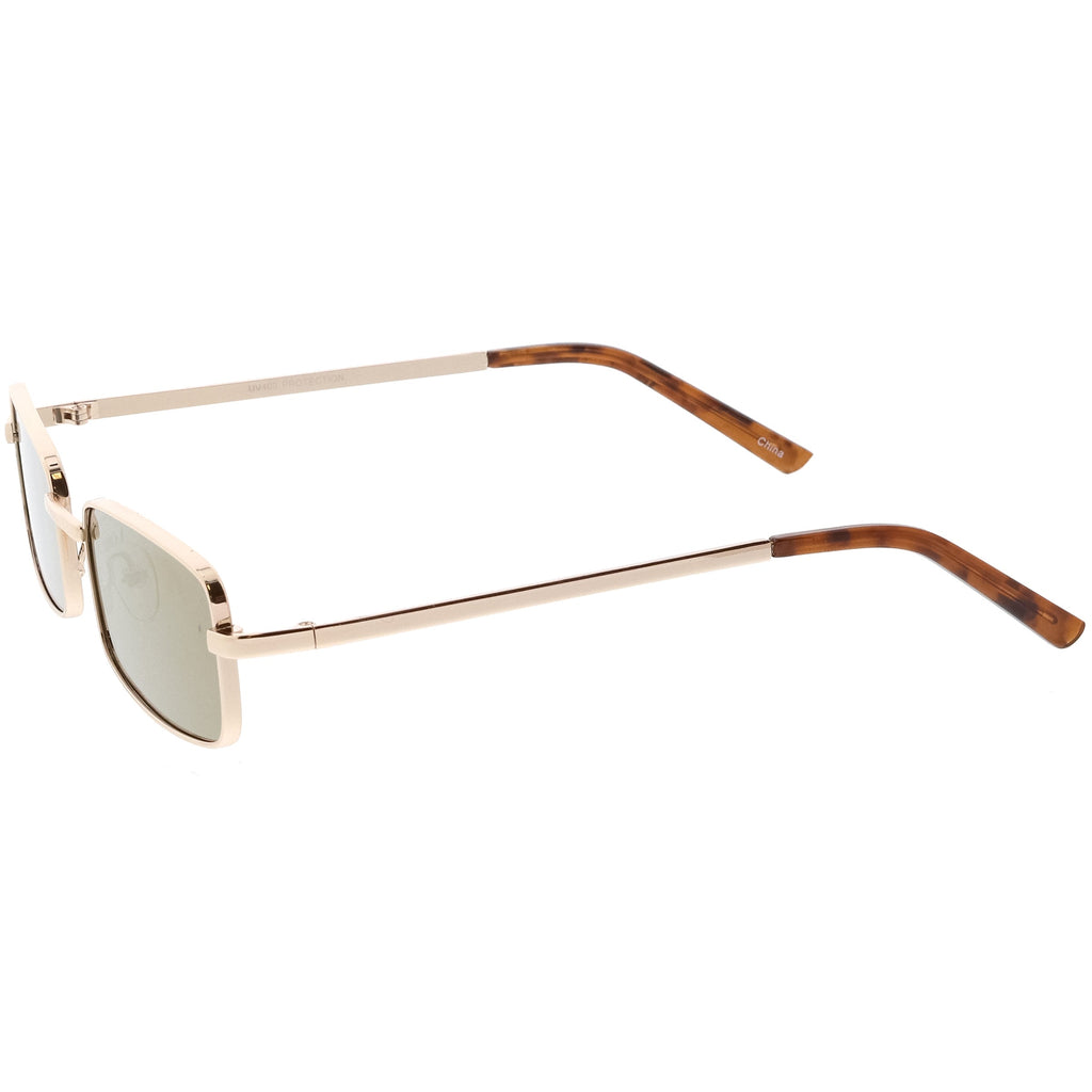 Retro Unisex Small Rectangle Mirrored Flat Lens Sunglasses C597