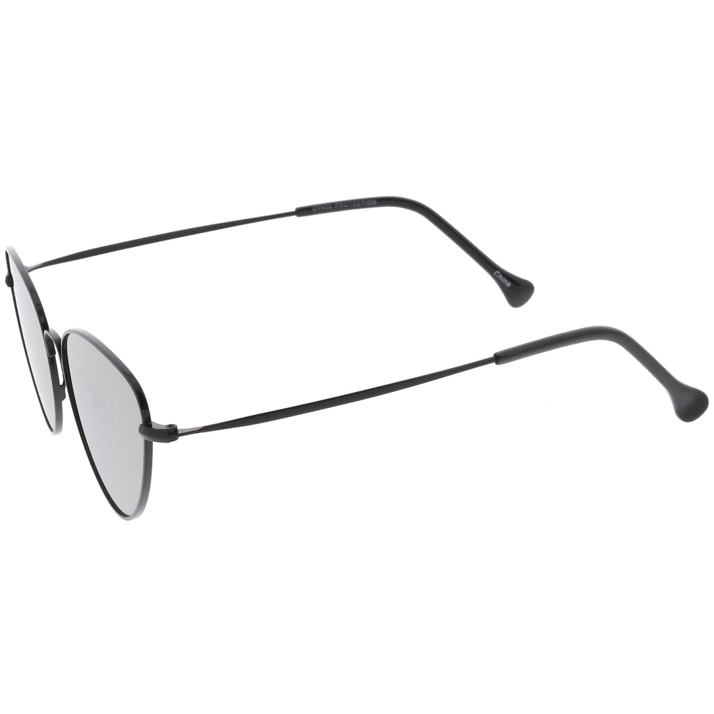 Women's Retro Thin Frame Metal Mirrored Flat Lens Sunglasses C601