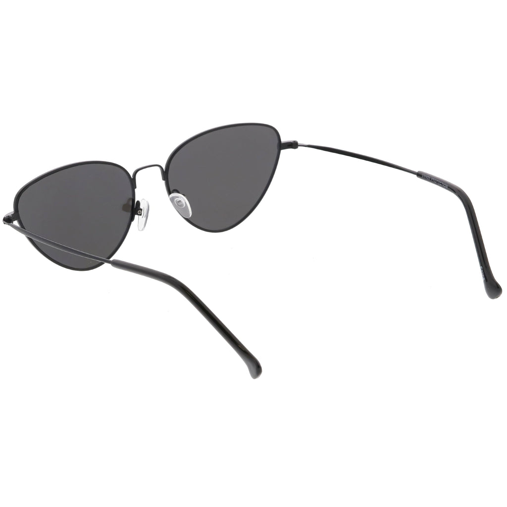 Women's Retro Thin Frame Metal Mirrored Flat Lens Sunglasses C601