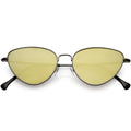 Women's Retro Thin Frame Metal Mirrored Flat Lens Sunglasses C601