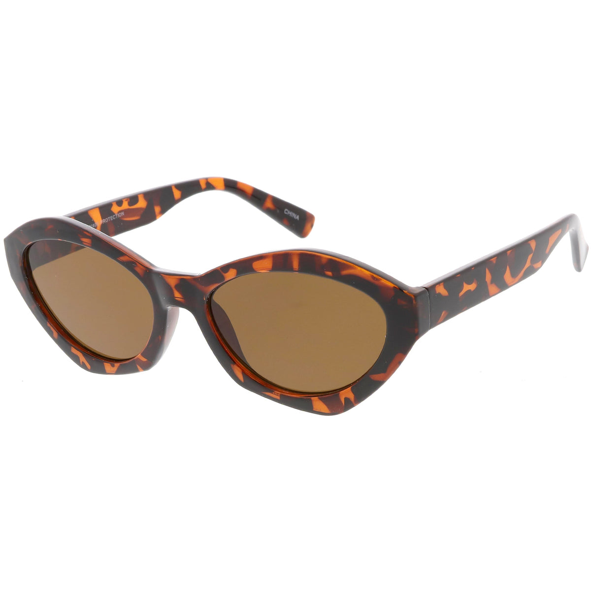 Women's Retro Modern Oval Flat Lens Sunglasses C603