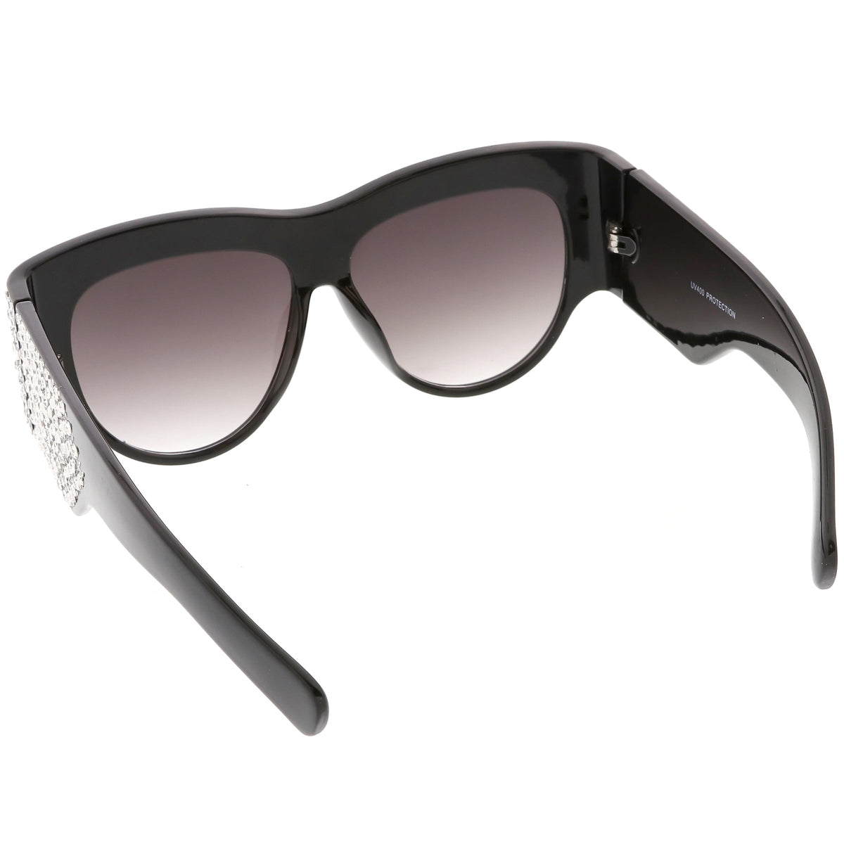 Women's Handcrafted Oversize Horned Rim Rhinestone Sunglasses C609