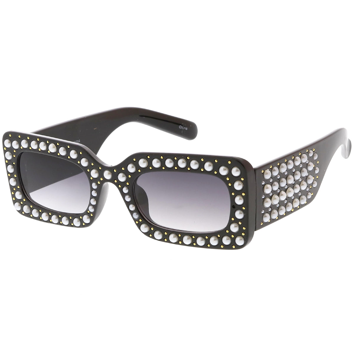 Retro Rectangular Handcrafted Rhinestone Sunglasses C611