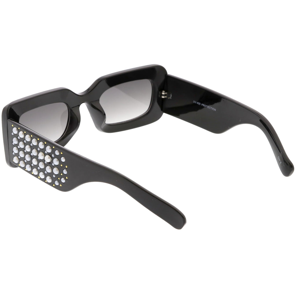 Retro Rectangular Handcrafted Rhinestone Sunglasses C611