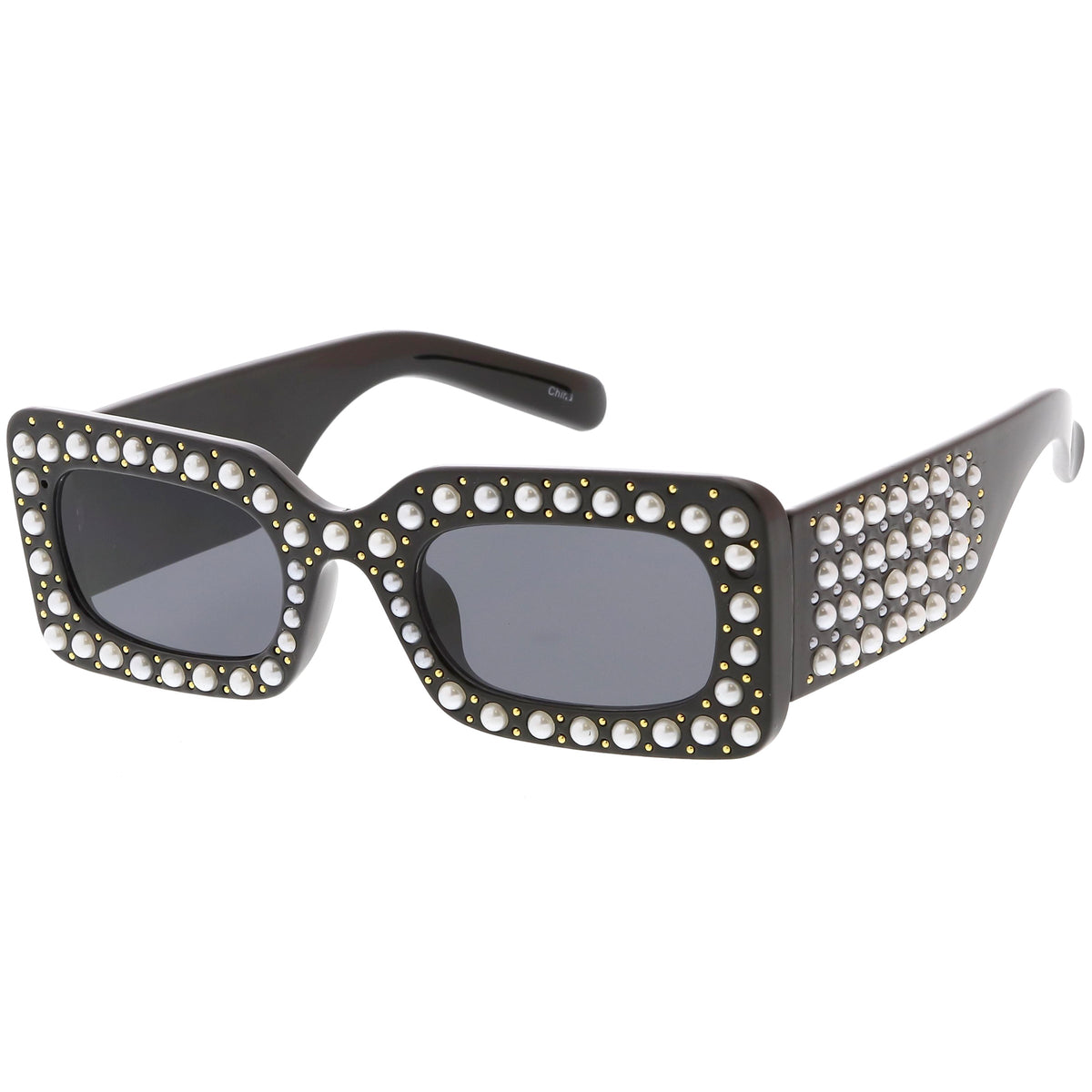 Retro Rectangular Handcrafted Rhinestone Sunglasses C611