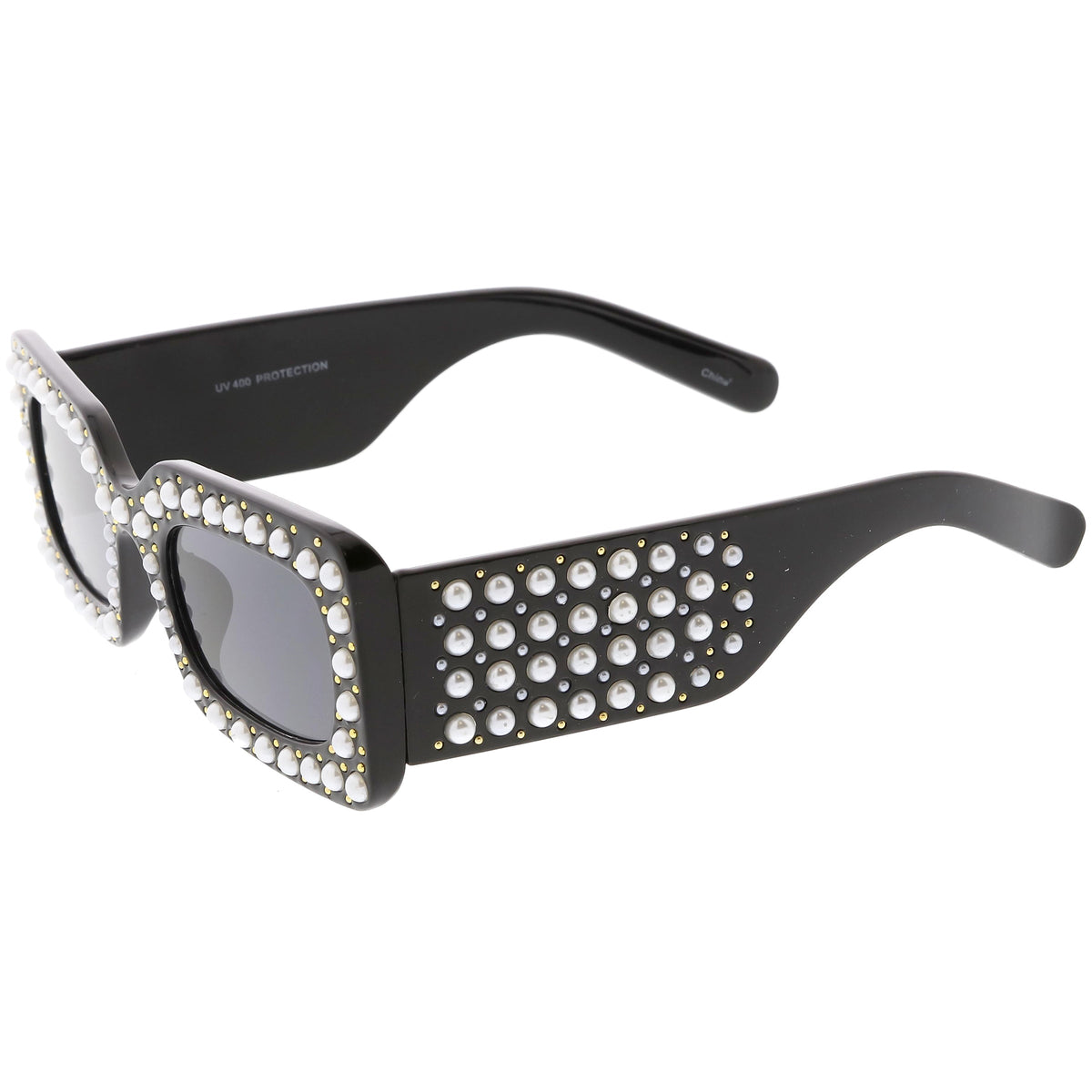 Retro Rectangular Handcrafted Rhinestone Sunglasses C611