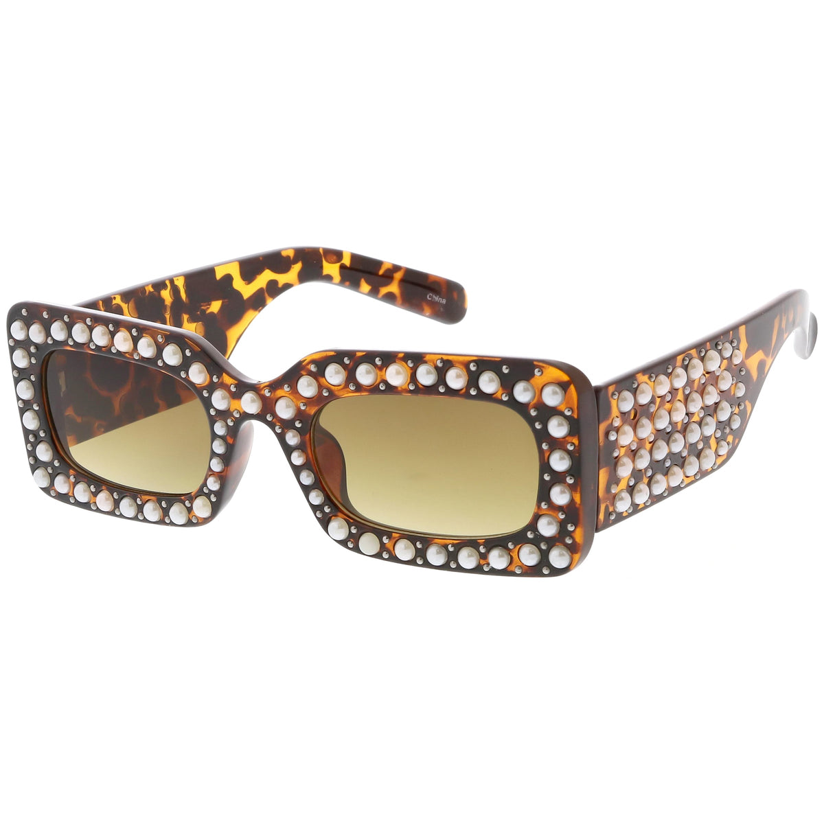 Retro Rectangular Handcrafted Rhinestone Sunglasses C611