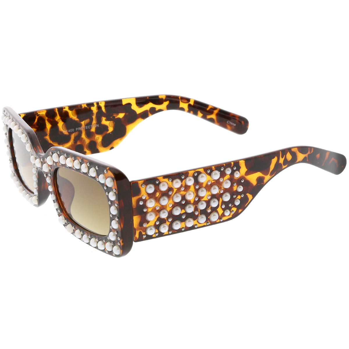 Retro Rectangular Handcrafted Rhinestone Sunglasses C611