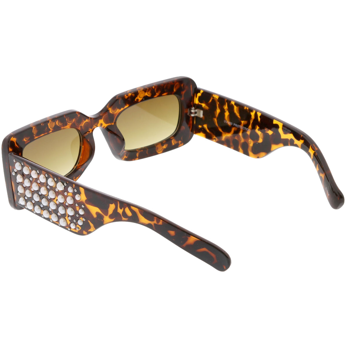 Retro Rectangular Handcrafted Rhinestone Sunglasses C611