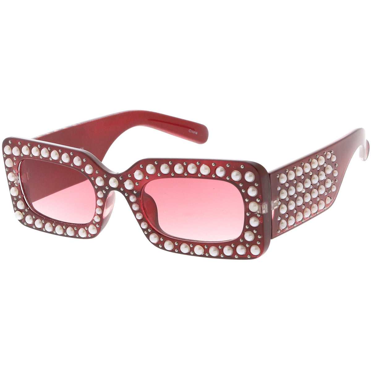 Retro Rectangular Handcrafted Rhinestone Sunglasses C611