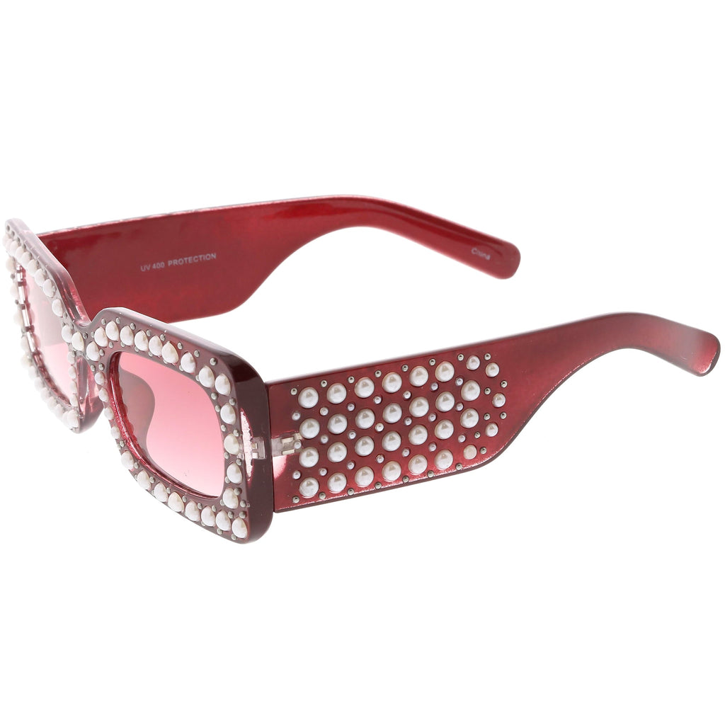Retro Rectangular Handcrafted Rhinestone Sunglasses C611