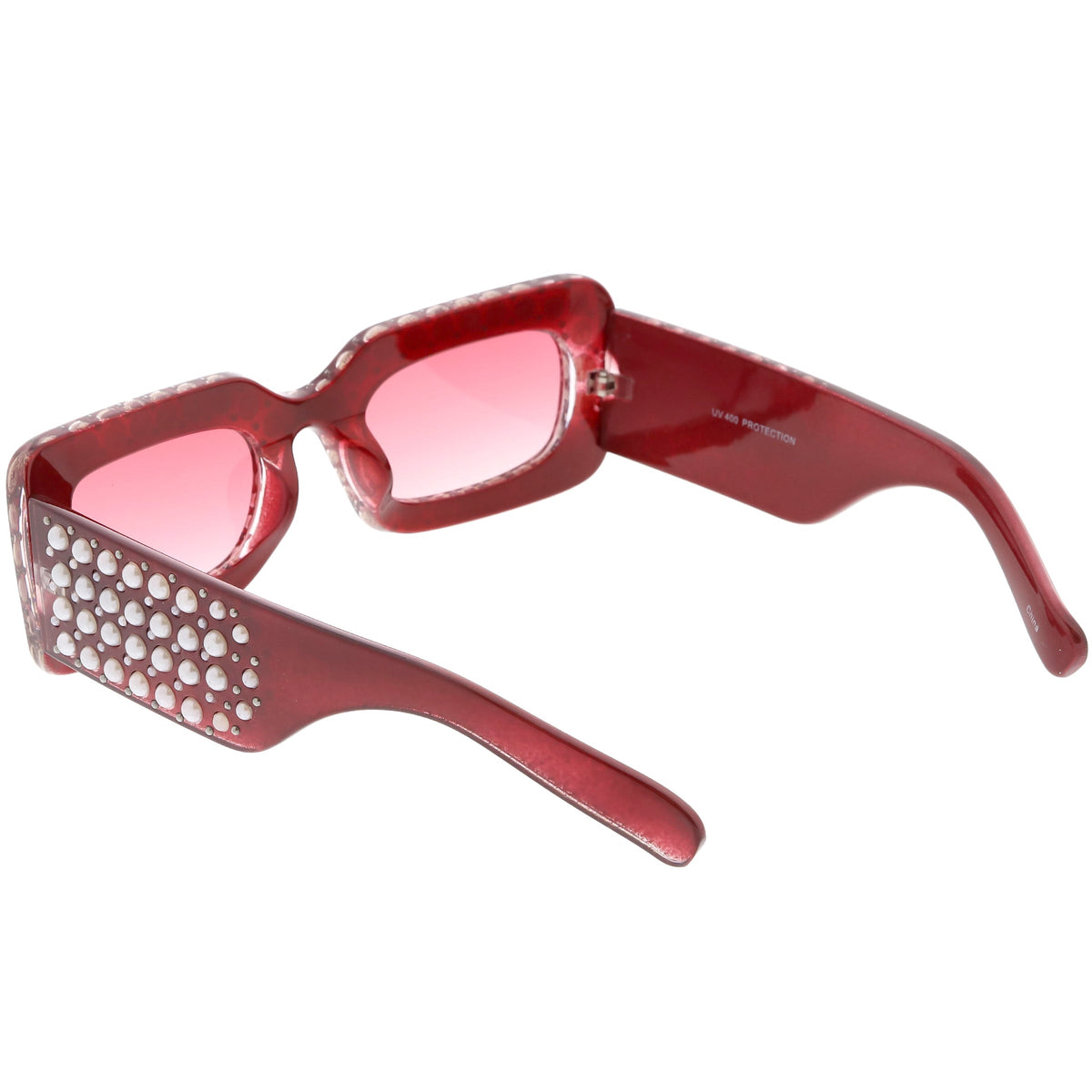 Retro Rectangular Handcrafted Rhinestone Sunglasses C611