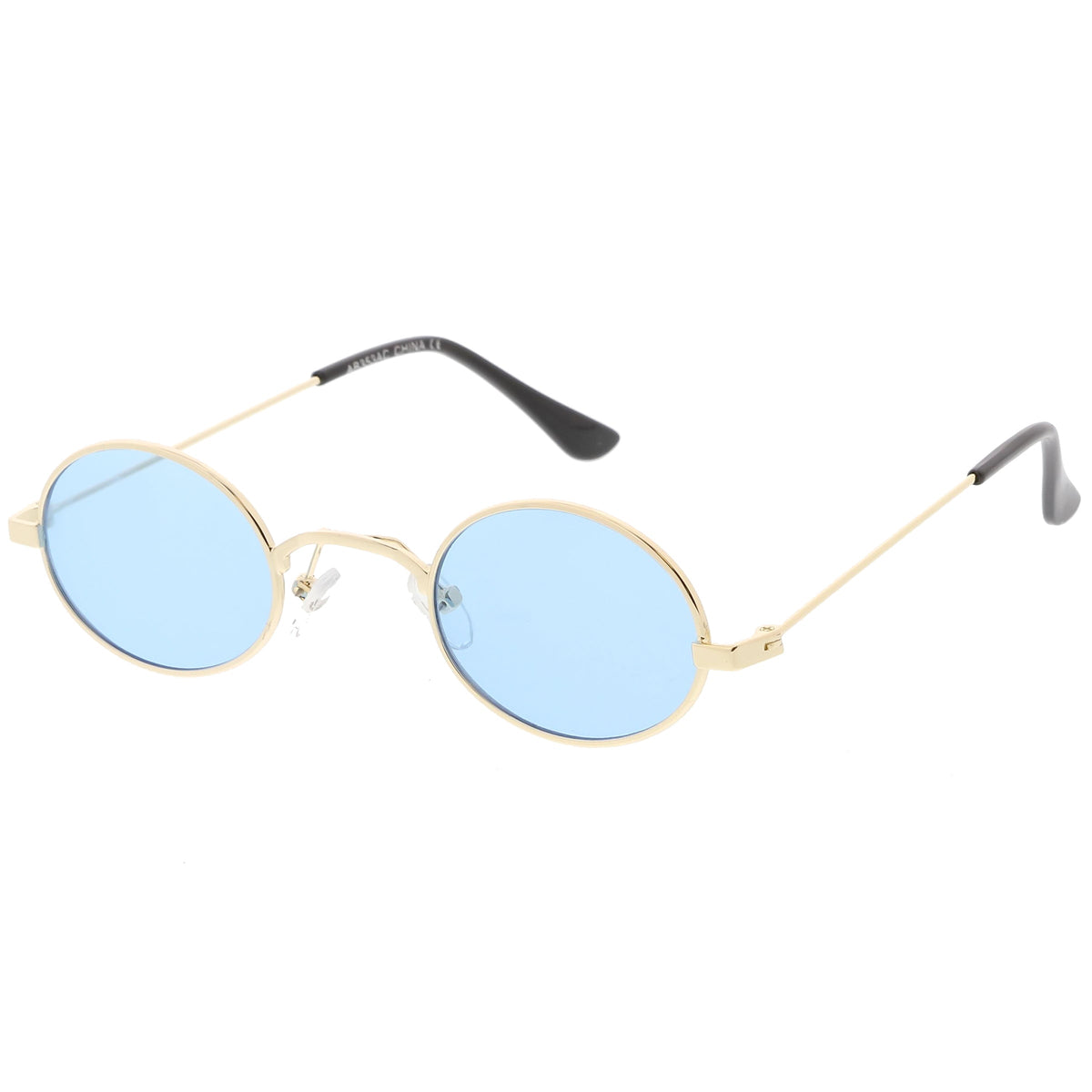 Retro 1990's Small Oval Color Tone Metal Sunglasses C616