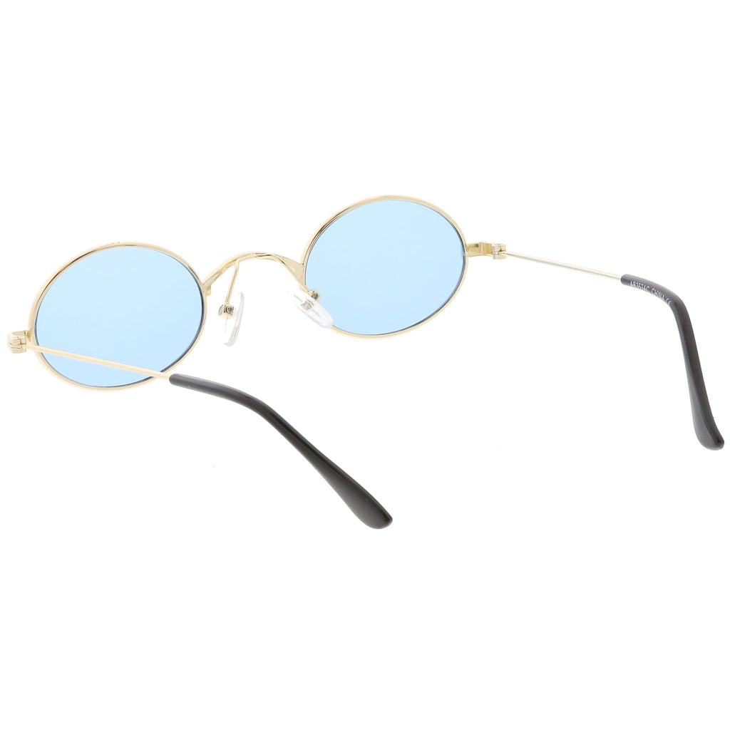 Retro 1990's Small Oval Color Tone Metal Sunglasses C616