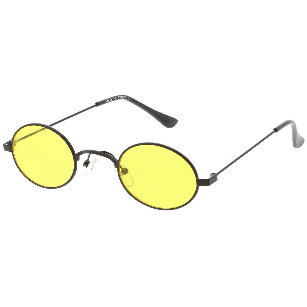 Retro 1990's Small Oval Color Tone Metal Sunglasses C616