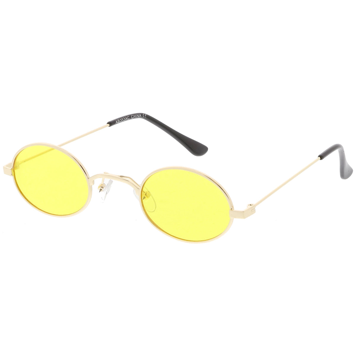 Retro 1990's Small Oval Color Tone Metal Sunglasses C616