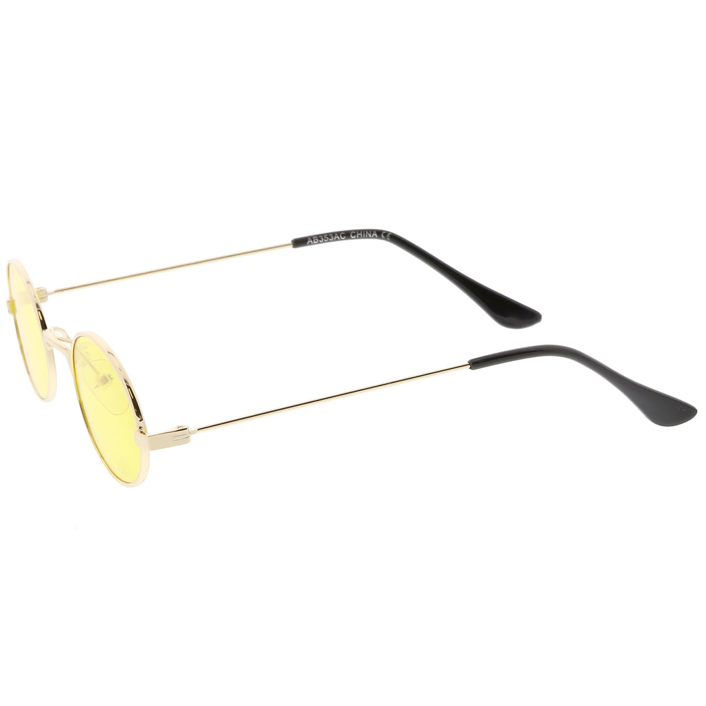 Retro 1990's Small Oval Color Tone Metal Sunglasses C616
