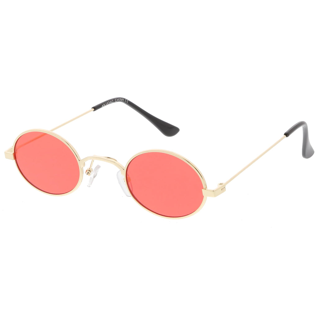 Retro 1990's Small Oval Color Tone Metal Sunglasses C616