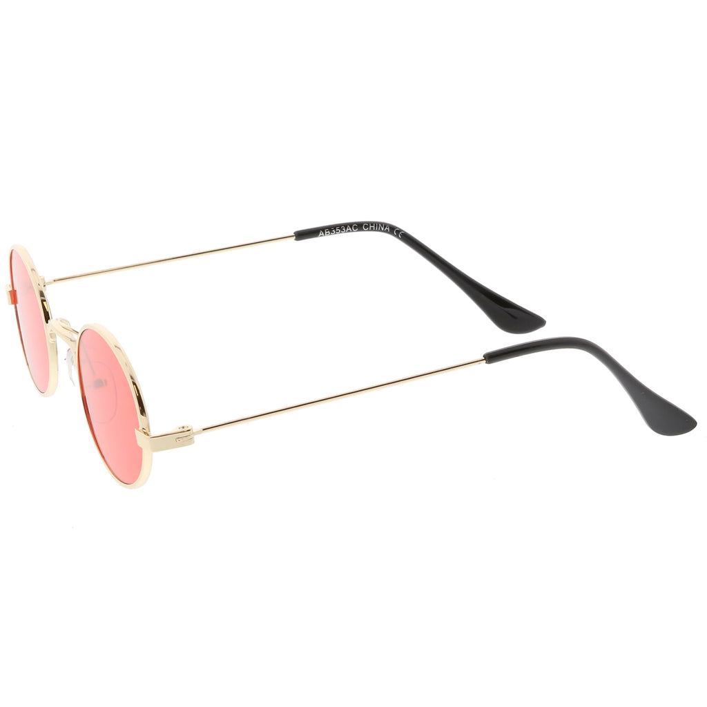 Retro 1990's Small Oval Color Tone Metal Sunglasses C616