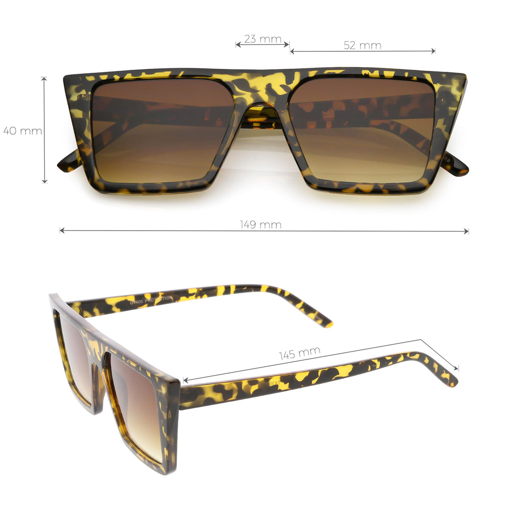 Retro Flat Top Neutral Colored Square Sunglasses C619