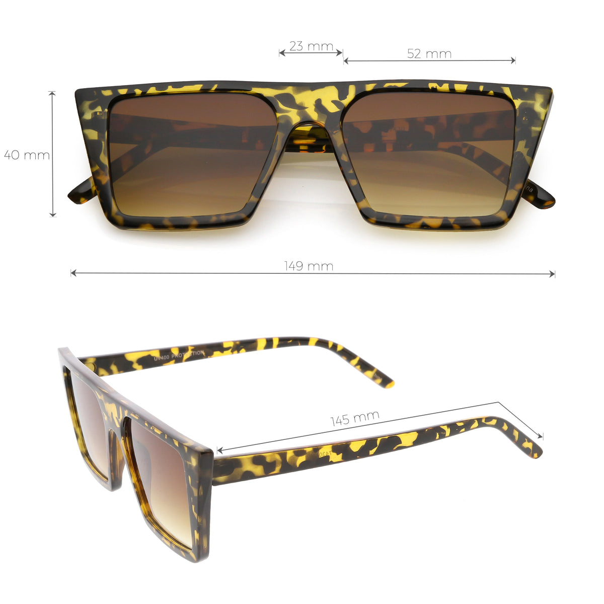 Retro Flat Top Neutral Colored Square Sunglasses C619