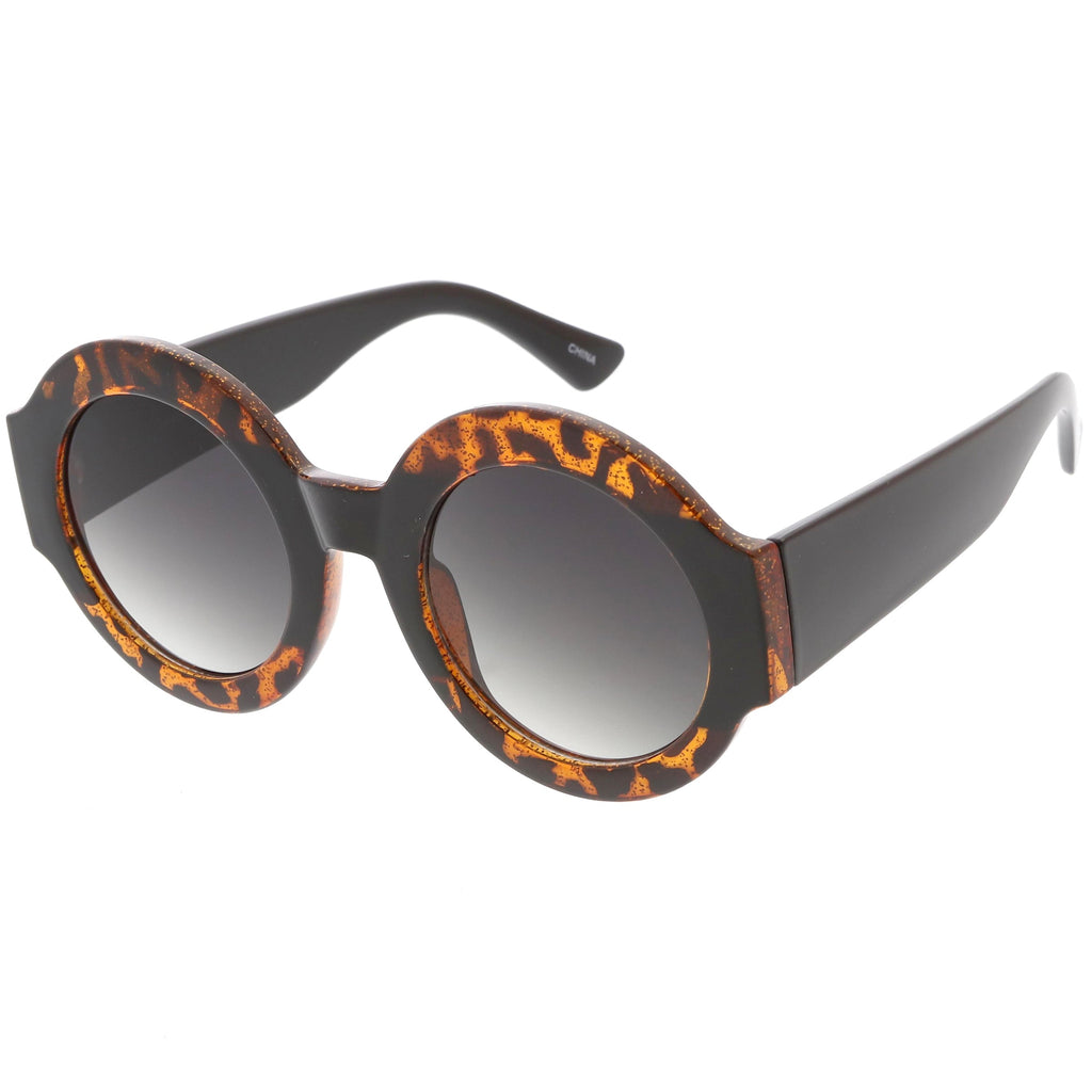 Women's Oversize Glitter Two Tone Round Sunglasses C622
