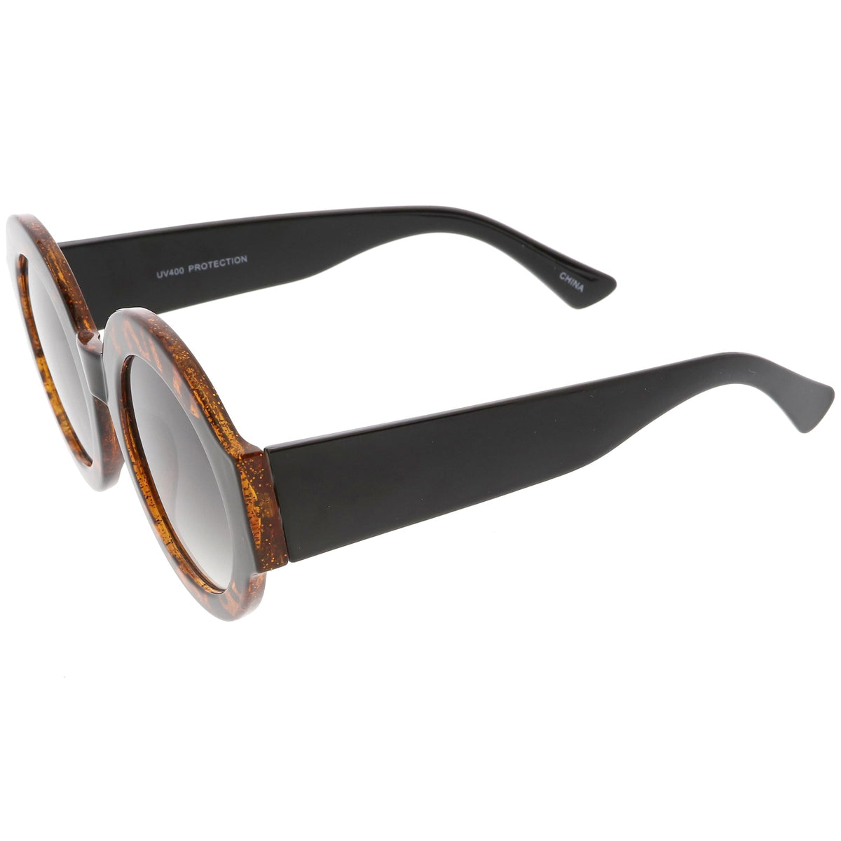 Women's Oversize Glitter Two Tone Round Sunglasses C622