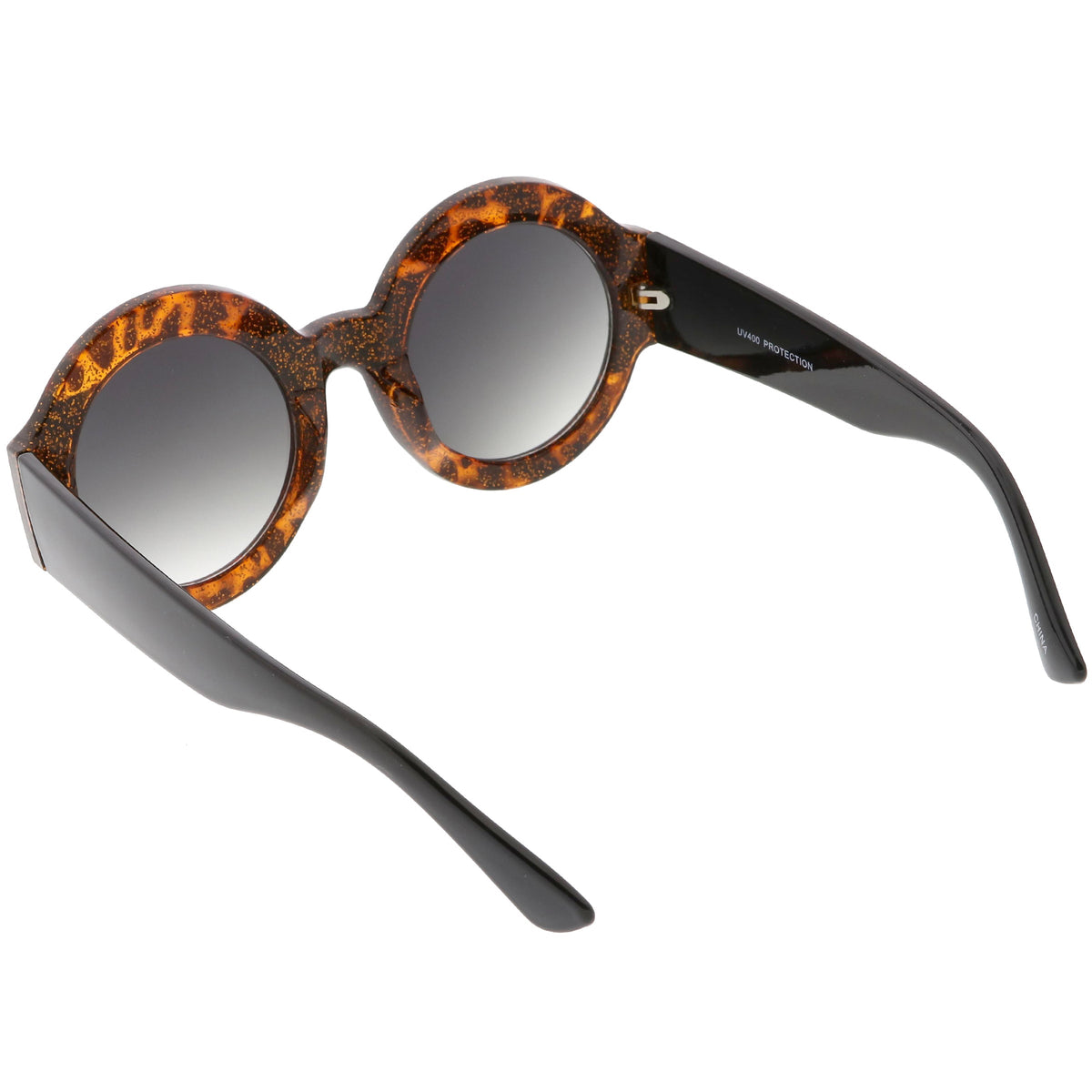 Women's Oversize Glitter Two Tone Round Sunglasses C622