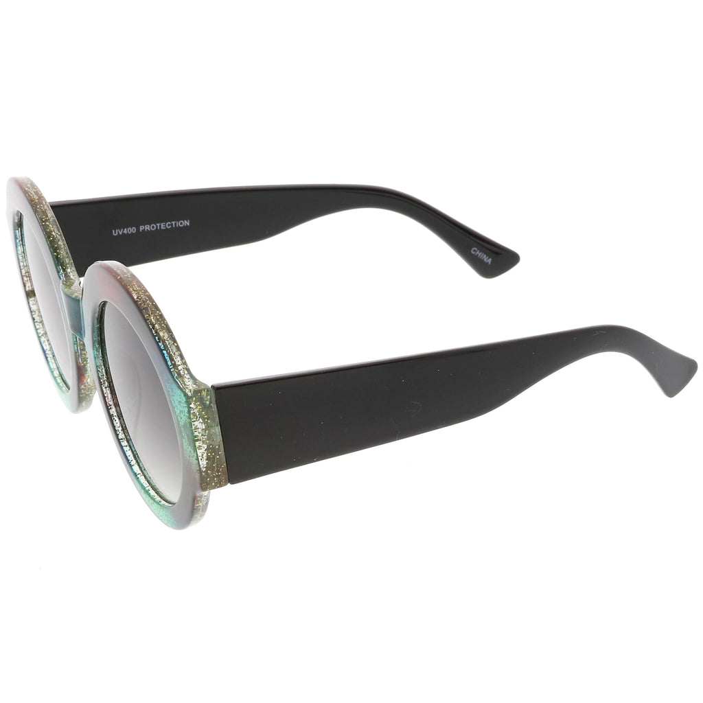 Women's Oversize Glitter Two Tone Round Sunglasses C622