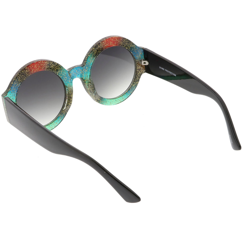 Women's Oversize Glitter Two Tone Round Sunglasses C622