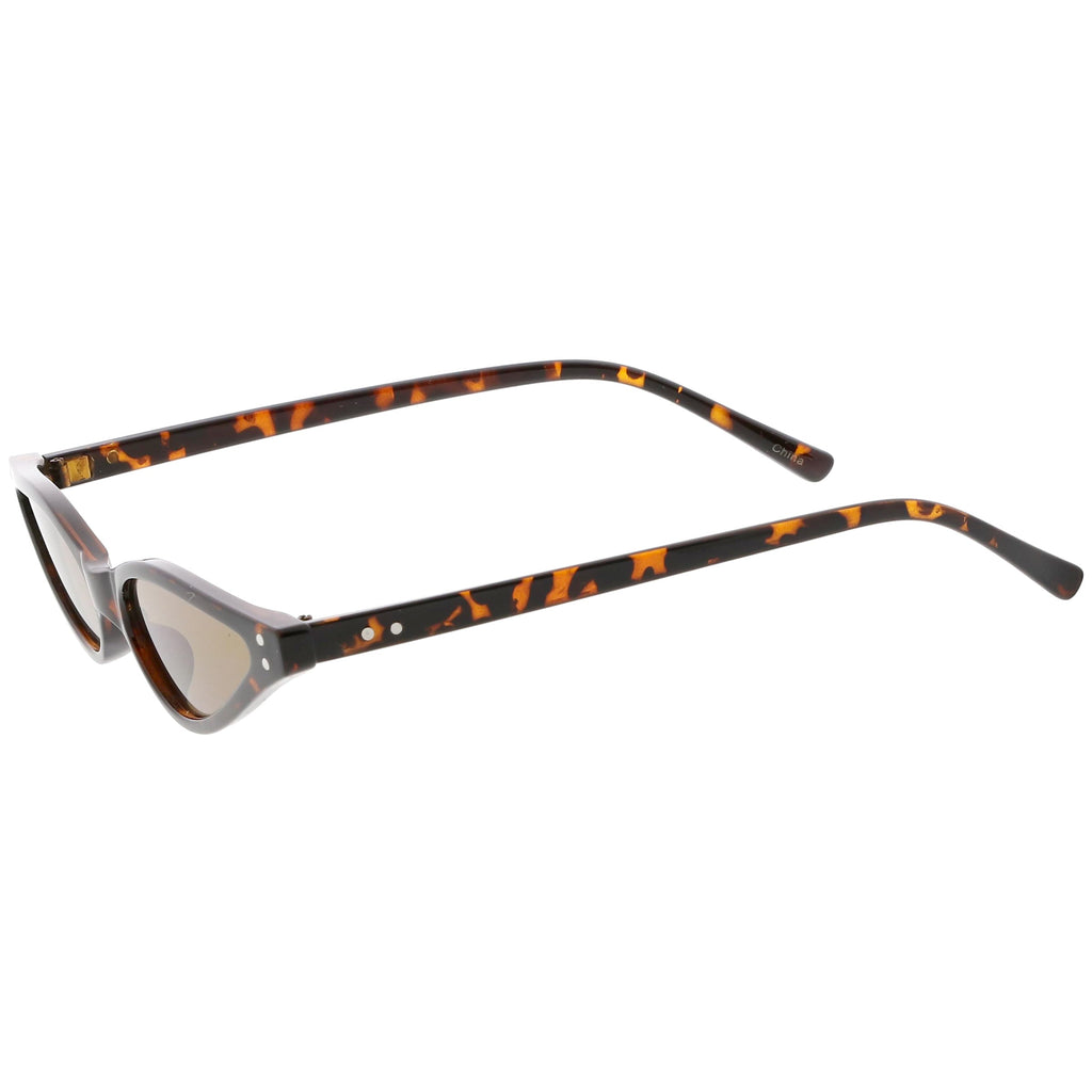 Women's Retro 1990's Thin Cat Eye Dual Rivet Sunglasses C624