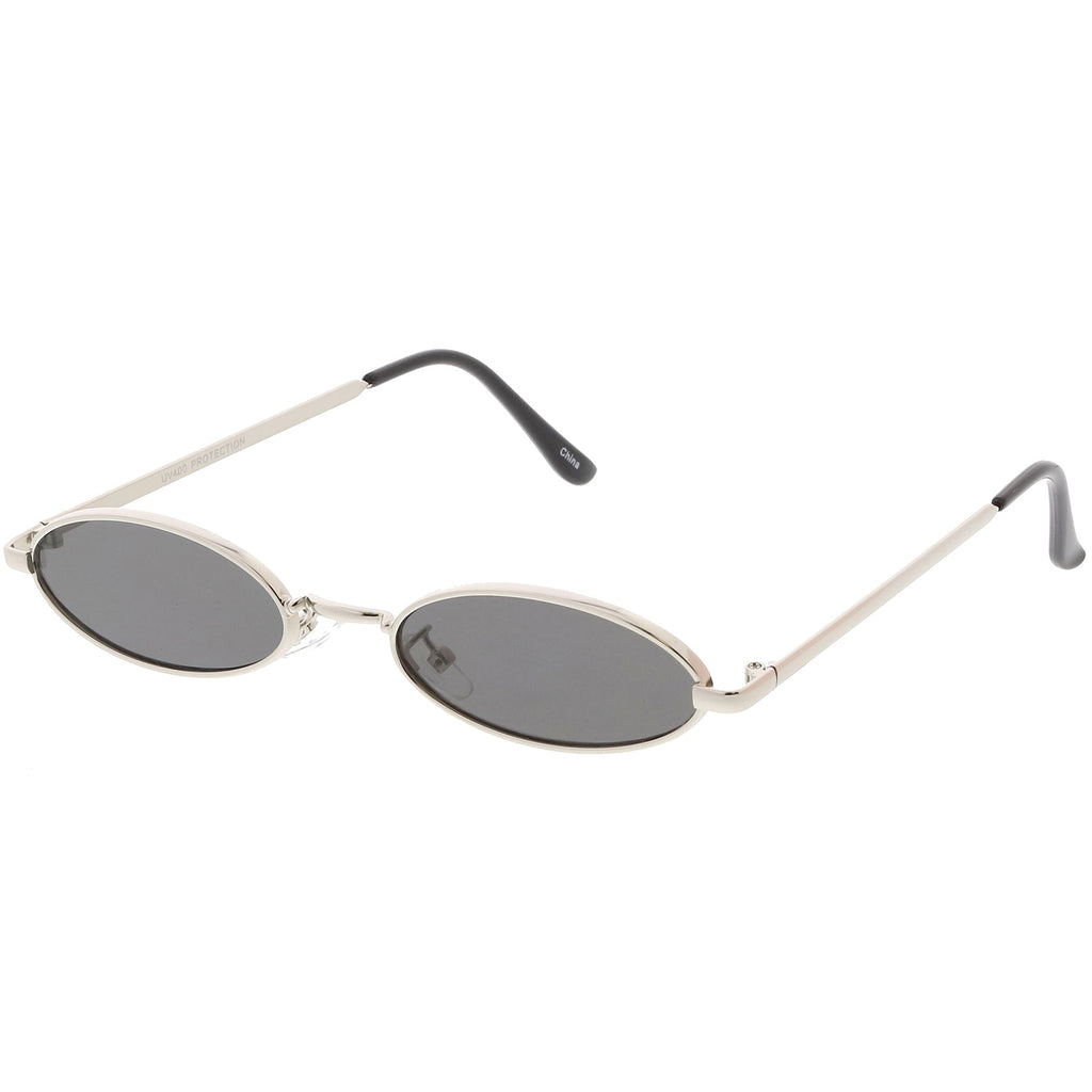 Retro 1990's Small Oval Metal Flat Lens Sunglasses C626