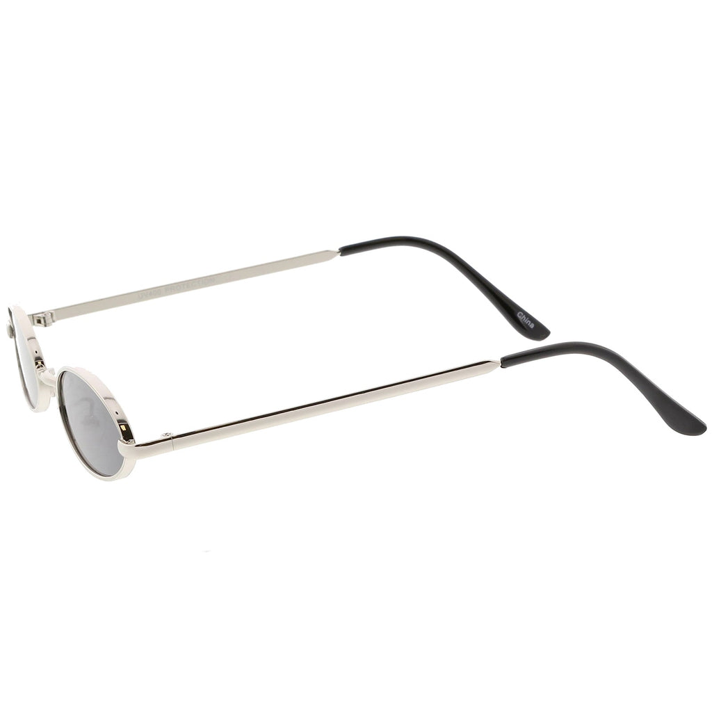 Retro 1990's Small Oval Metal Flat Lens Sunglasses C626