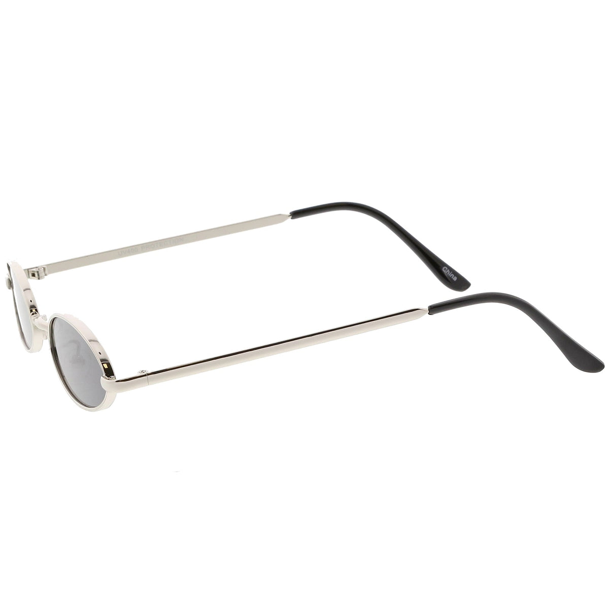 Retro 1990's Small Oval Metal Flat Lens Sunglasses C626