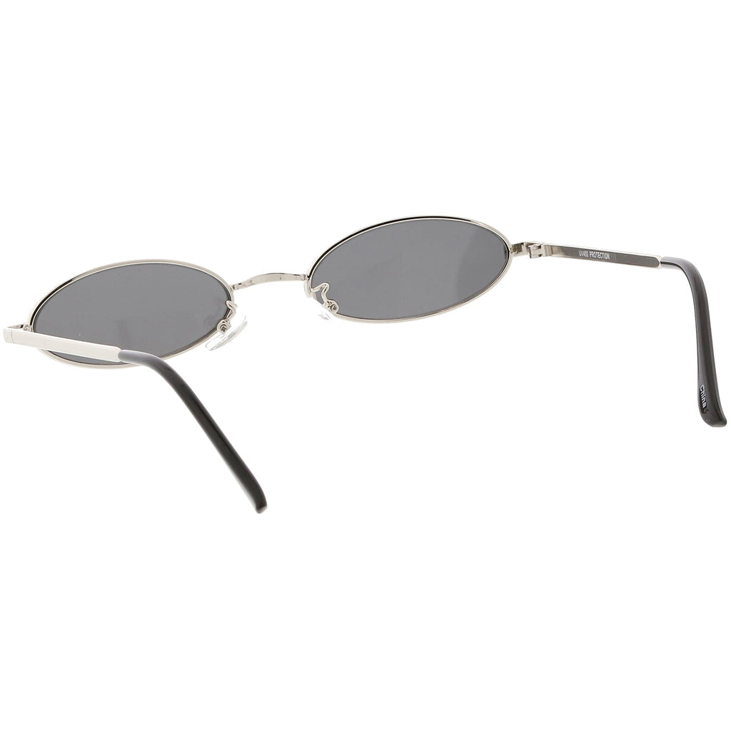 Retro 1990's Small Oval Metal Flat Lens Sunglasses C626