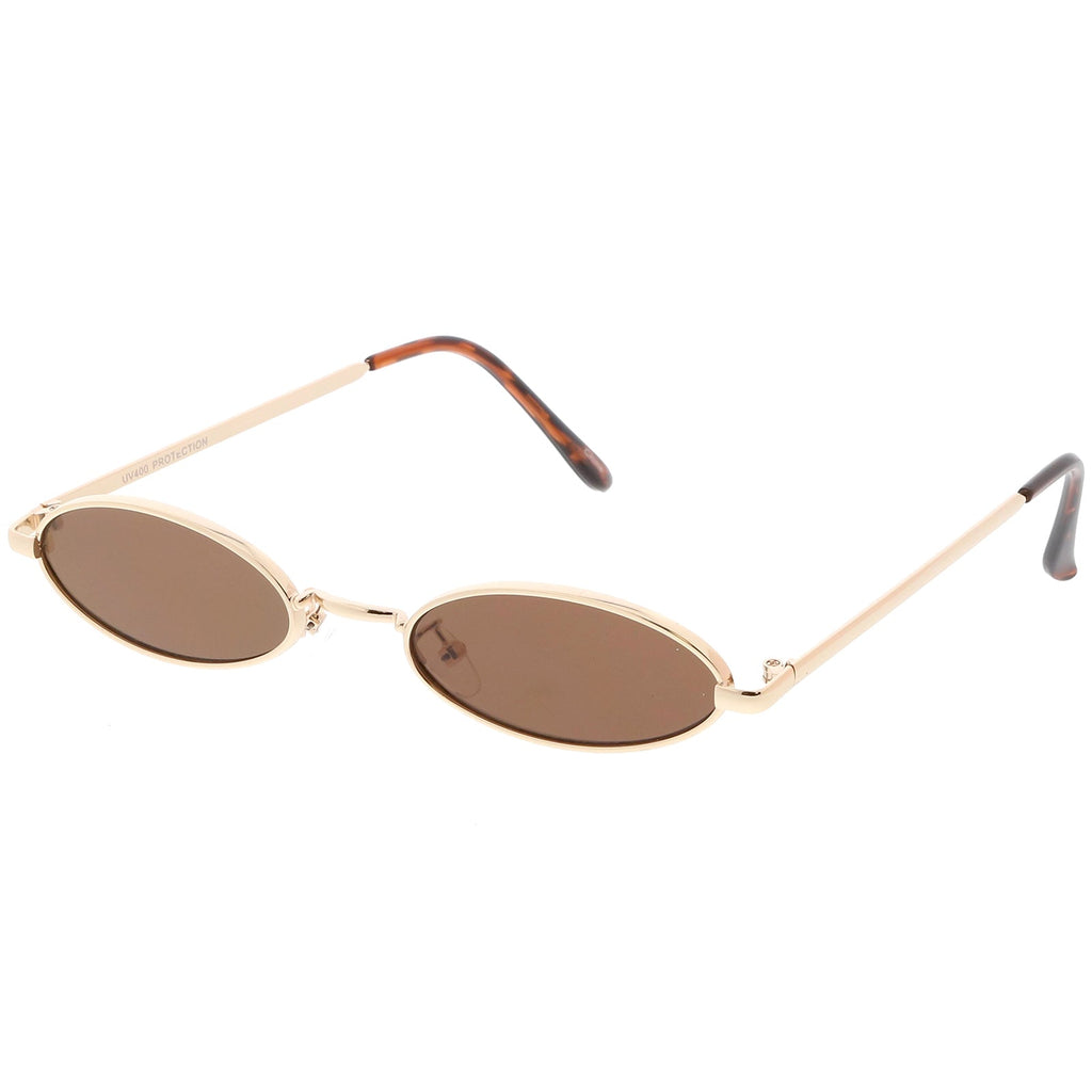 Retro 1990's Small Oval Metal Flat Lens Sunglasses C626