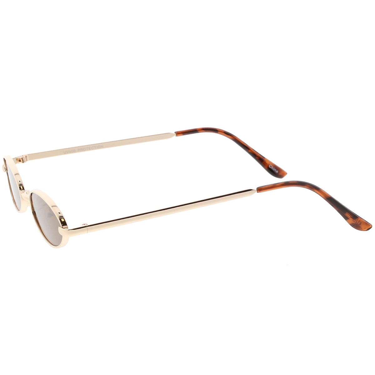 Retro 1990's Small Oval Metal Flat Lens Sunglasses C626