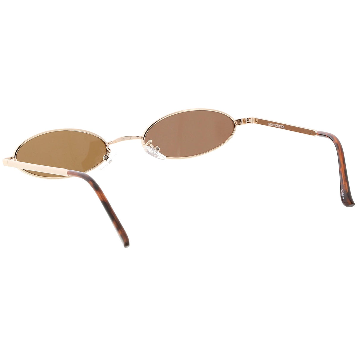 Retro 1990's Small Oval Metal Flat Lens Sunglasses C626