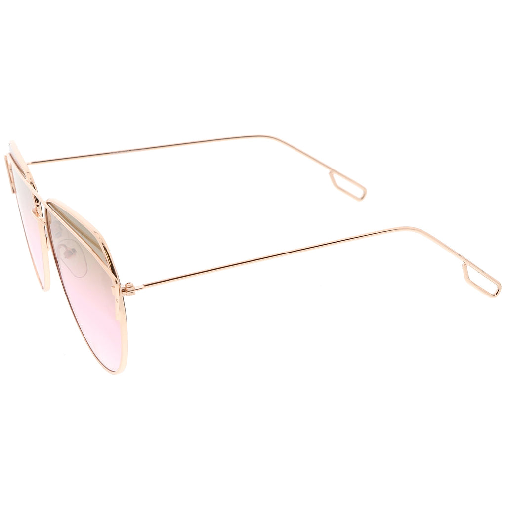 Modern Metal Slim Crossbar Gradient Lens Aviator Sunglasses C628