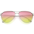 Modern Metal Slim Crossbar Gradient Lens Aviator Sunglasses C628
