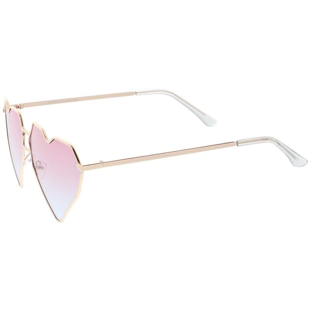 Women's Oversize Geometric Metal Heart Shape Sunglasses C629