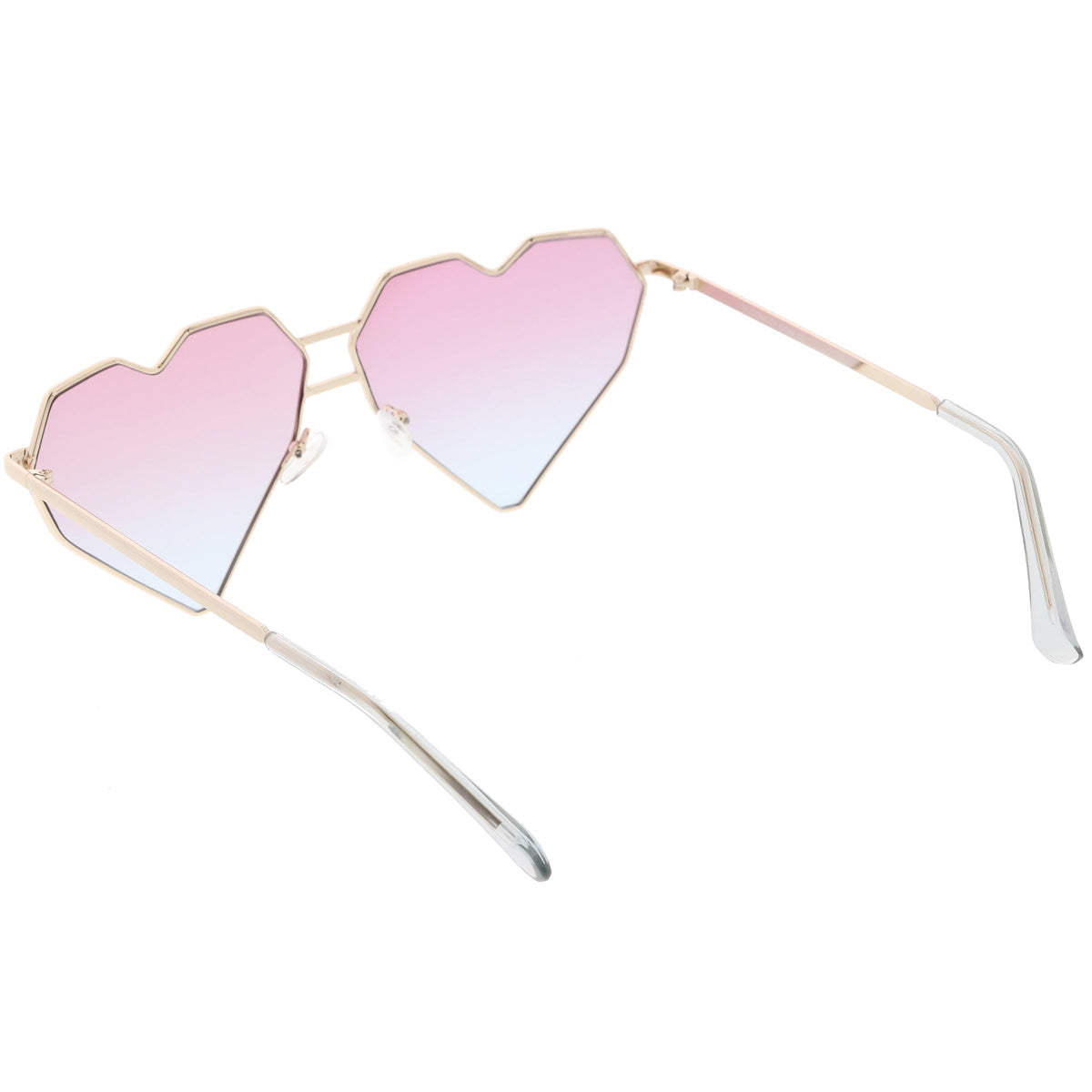 Women's Oversize Geometric Metal Heart Shape Sunglasses C629