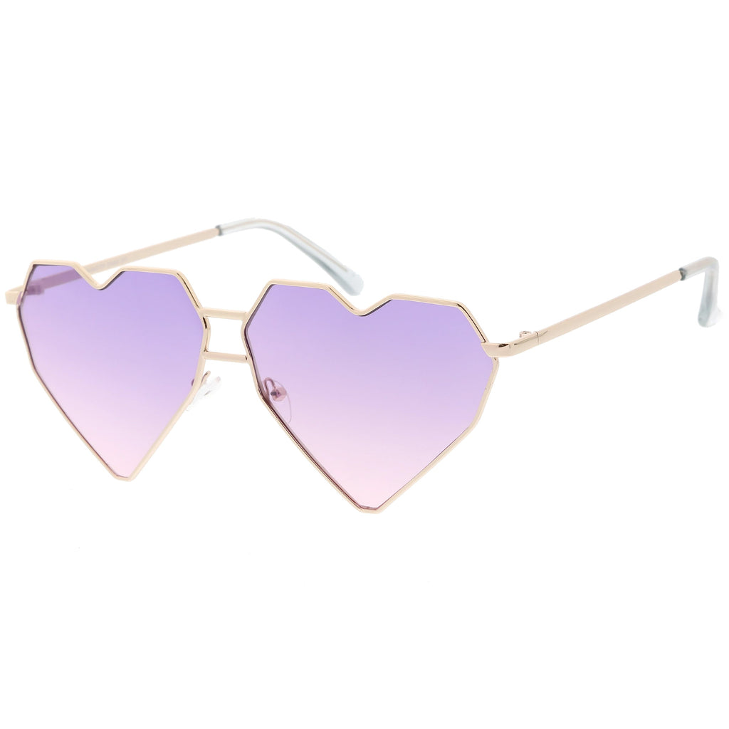 Women's Oversize Geometric Metal Heart Shape Sunglasses C629