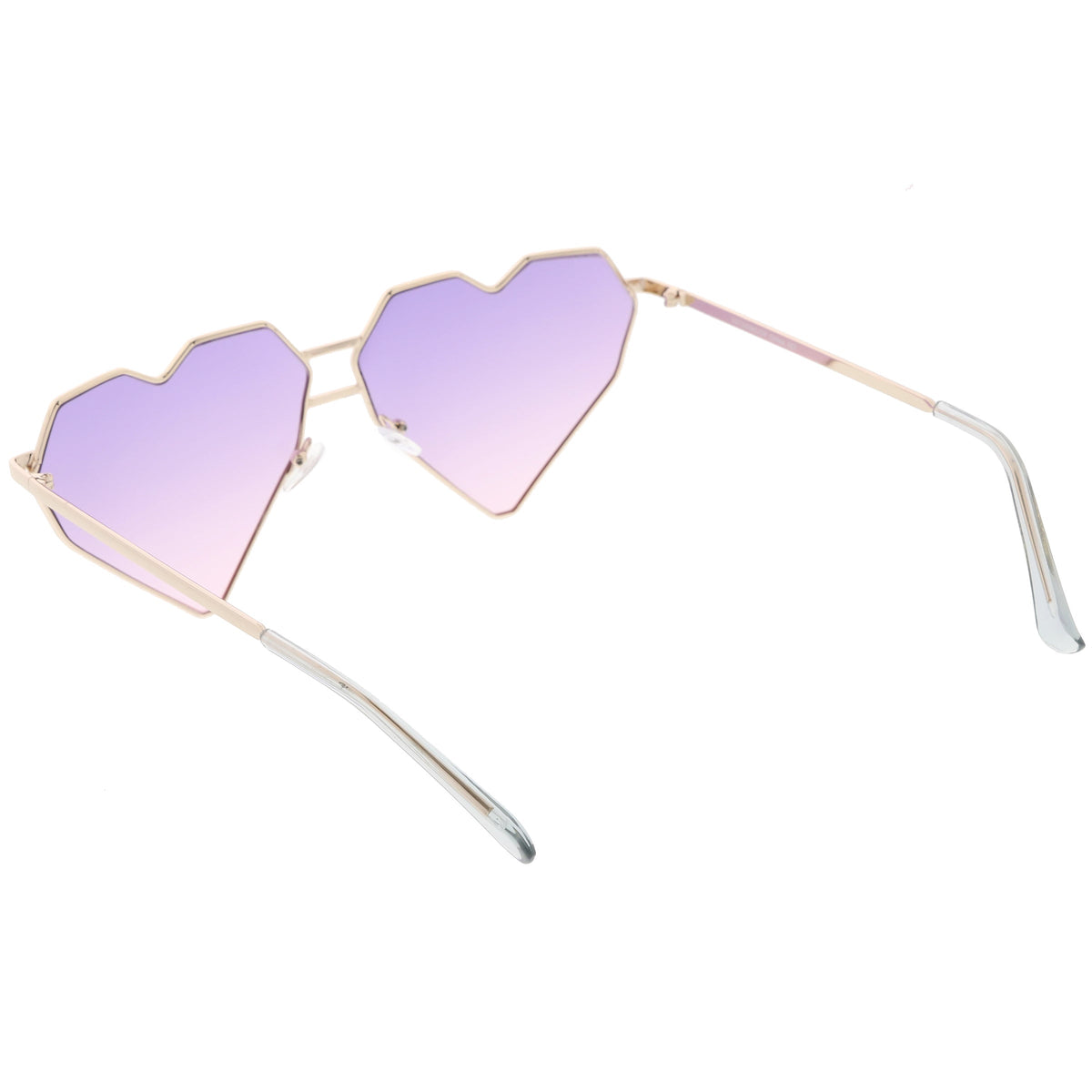 Women's Oversize Geometric Metal Heart Shape Sunglasses C629