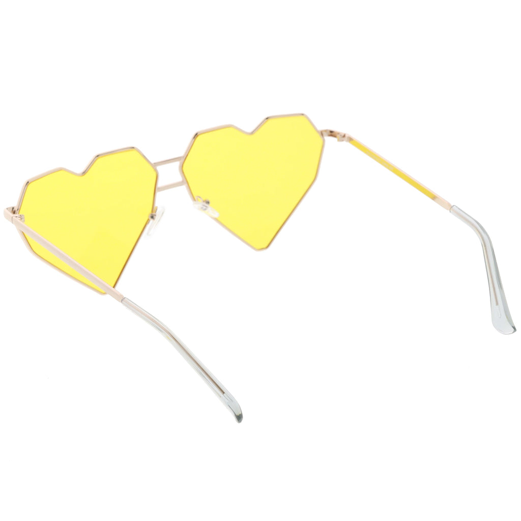 Women's Oversize Geometric Metal Heart Shape Sunglasses C629