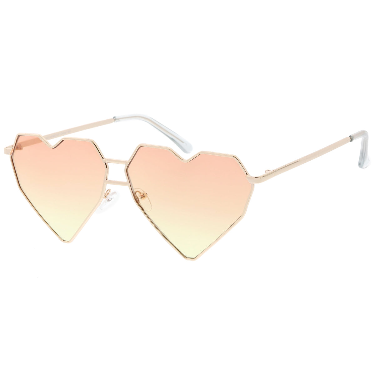 Women's Oversize Geometric Metal Heart Shape Sunglasses C629